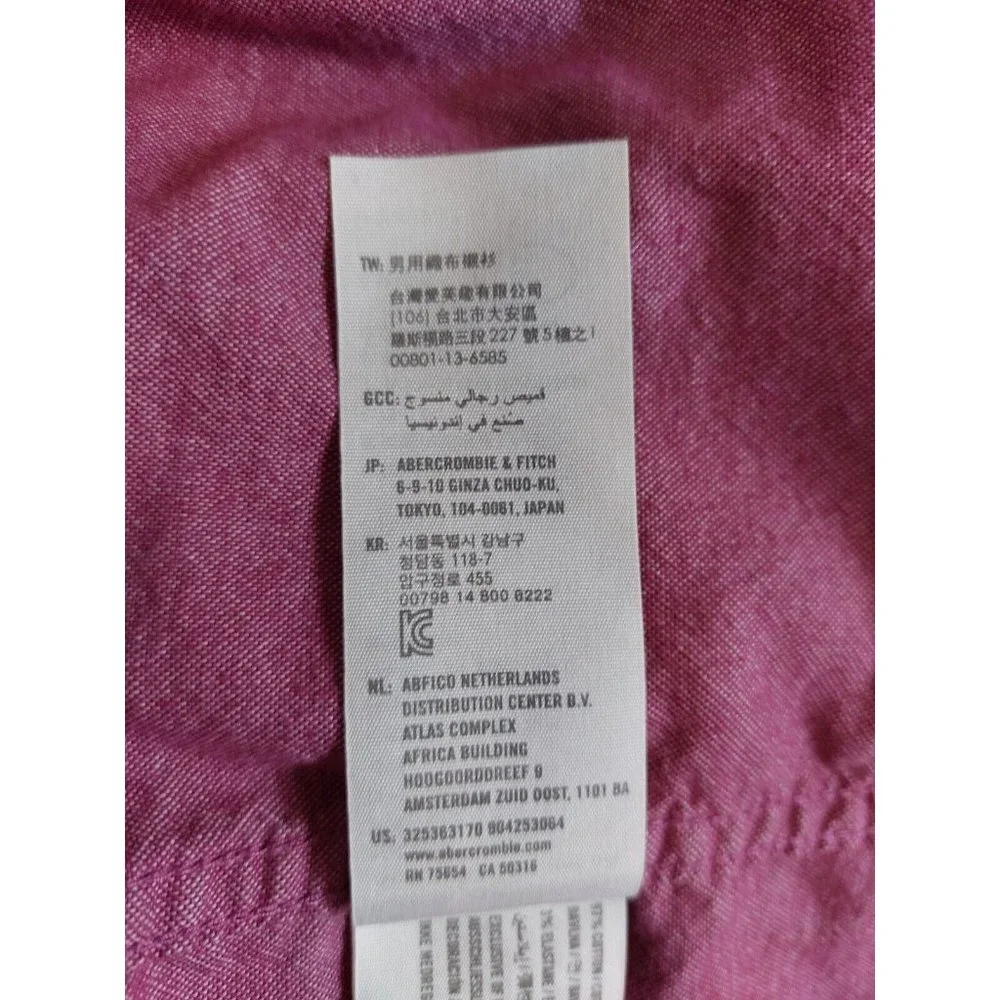 Hollister Mens Large Button Up Shirt Epic Flex Stretch LS Classic Fit Mauve Pink